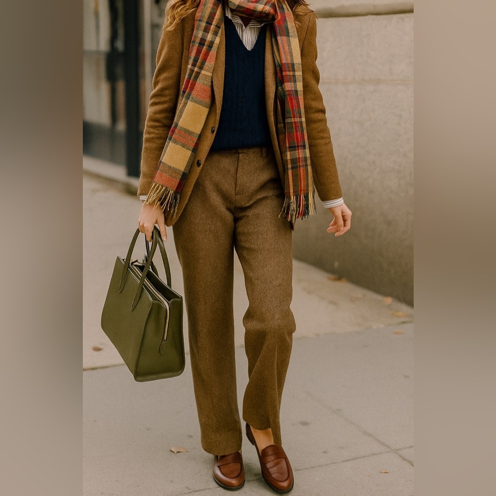 EDDIE BAUER | Tanish Brown Twill Wool Blend Trousers Vashon Fit